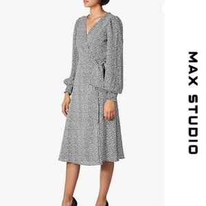 Max Studio Women's Dot Print Balloon Sleeve Wrap Dress